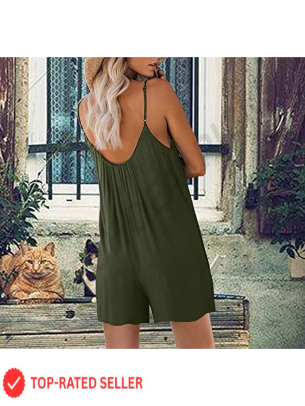 Women Casual Sleeveless Romper Jumpsuit with Pockets - Picture 4 of 6
